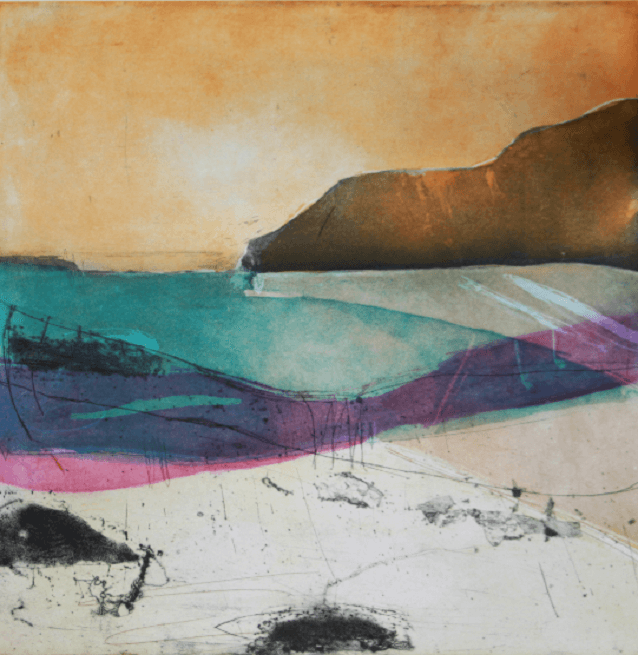 Louise Davies, Distant Shores, Etching and Collagraph 50 x 50 cms, -ú340