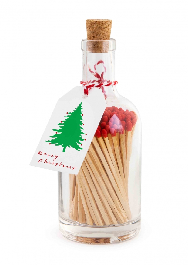 Luxury christmas matches in a bottle with letterpress label